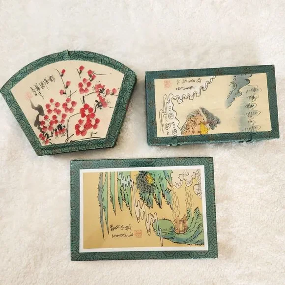Vintage Chinese Calligraphy 3 Pc Set Including Ink Sticks, Stone & Paper Hobbies