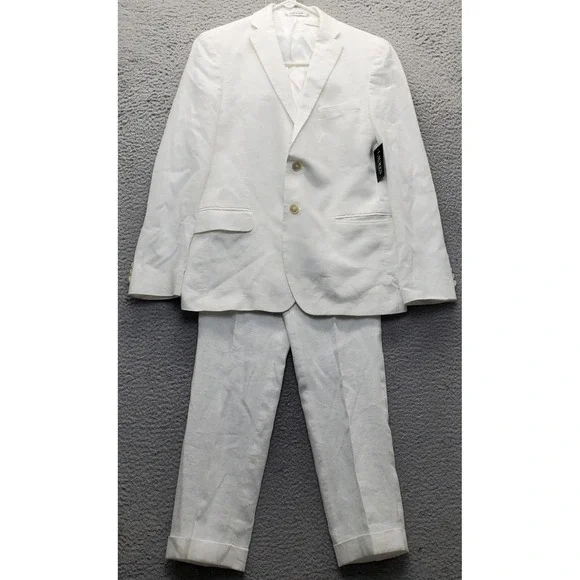 Lauren Ralph Lauren 2 Piece Suit Boys 14R White Linen Single Breasted Classic