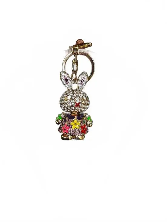 Crystal Rhinestone Enamel Bunny Keychain Handbag Charm