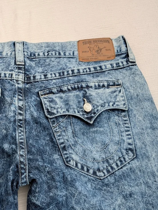 True Religion Acid Wash Denim Home Made Cut Off Short Men 42 RN#112970