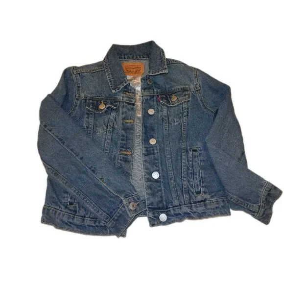Levi's Girls Medium 10/12 Jean Jacket Button Front Blue Denim