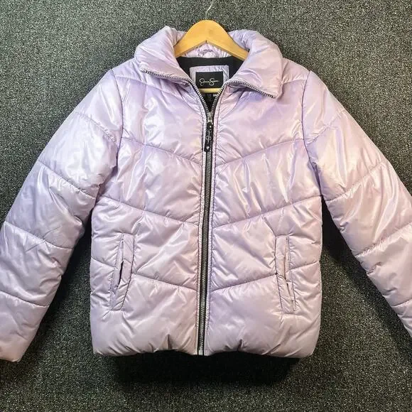 Jessica Simpson Girls Purple/Lav Puffer Jacket Full Zip Quilted Pockets Size M