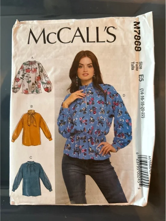 McCALL'S M7868 Easy Loose-Fitting Tops Sewing Pattern Size E5 (14-22)