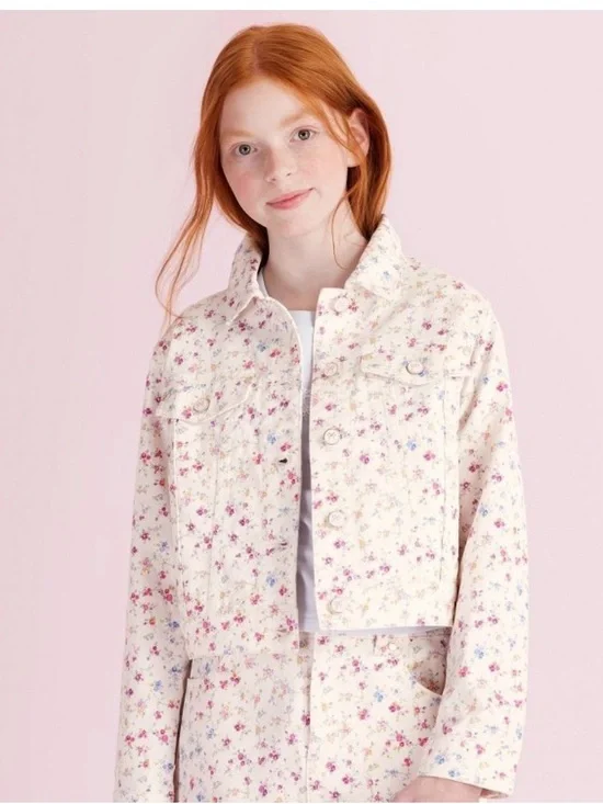 Girls' Grace Sunrise Patchwork Denim Jacket - LoveShackFancy x Target Cream XL