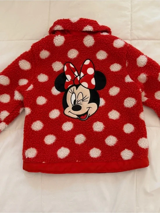 Disney Red and White Polka Dot Sherpa Jacket with Minnie Patch