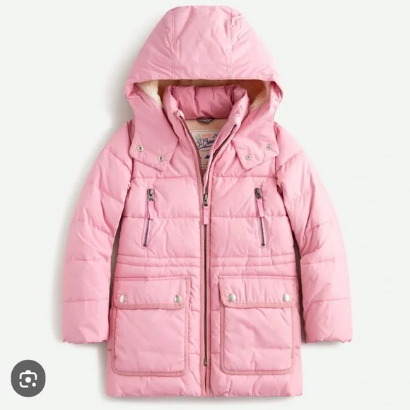 Girls Crewcuts J Crew Pink Puffer Primo loft Coat  XL NWT