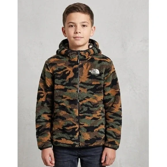 The North Face Unisex Camo Print Glacier Full Zip Hooded Jacket Size L(12) NWT