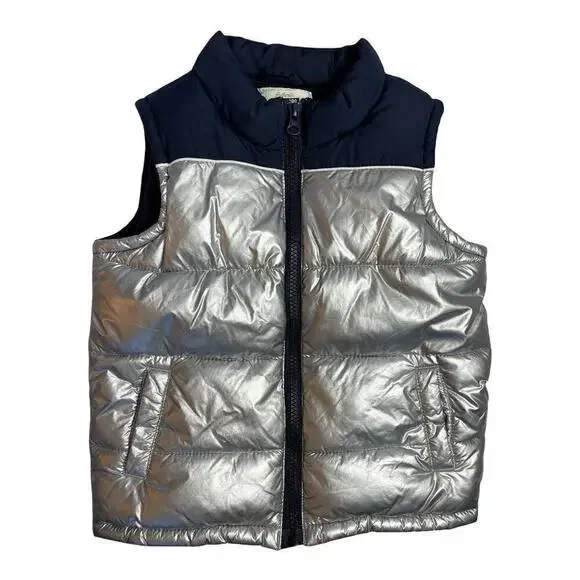 Gymboree Navy Silver Ski Patrol Fleece Lined Puffer Vest Toddler Size 2T-3T