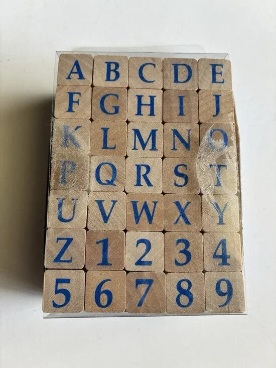 StampCraft Alphabet Number Wood Mounted Rubber Stamp Set 35 Piece Letters 2005