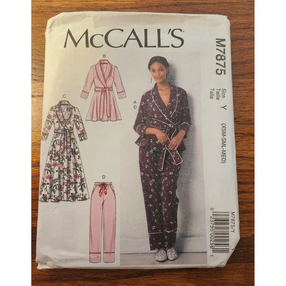McCall's M7875 Sewing Pattern Misses Robe Jacket Pants Belt Size Y XSM-MED