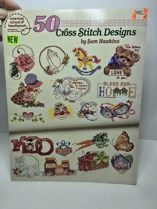 50 Cross Stitch Designs 1990 Sam Hawkins Vintage