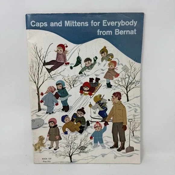 Vtg Caps And Mittens For Everybody From Bernat Book 109 Knitting Patterns 1962
