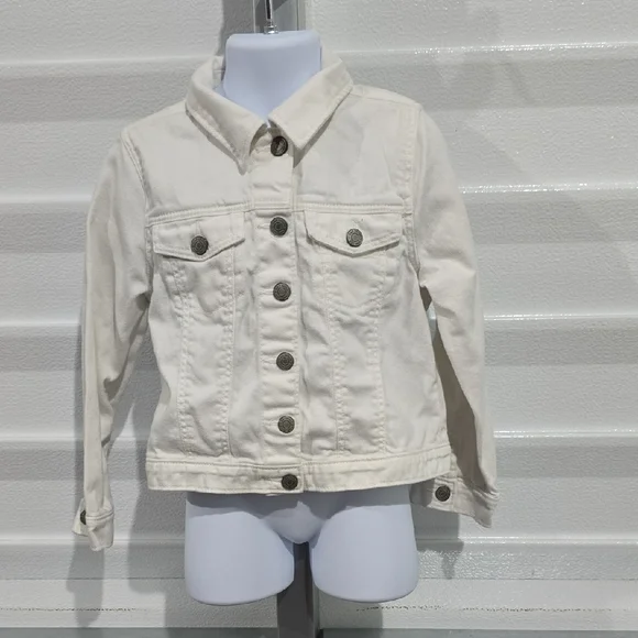 GAP White Jean‎ Jacket Cropped Denim Style Size 5 Years