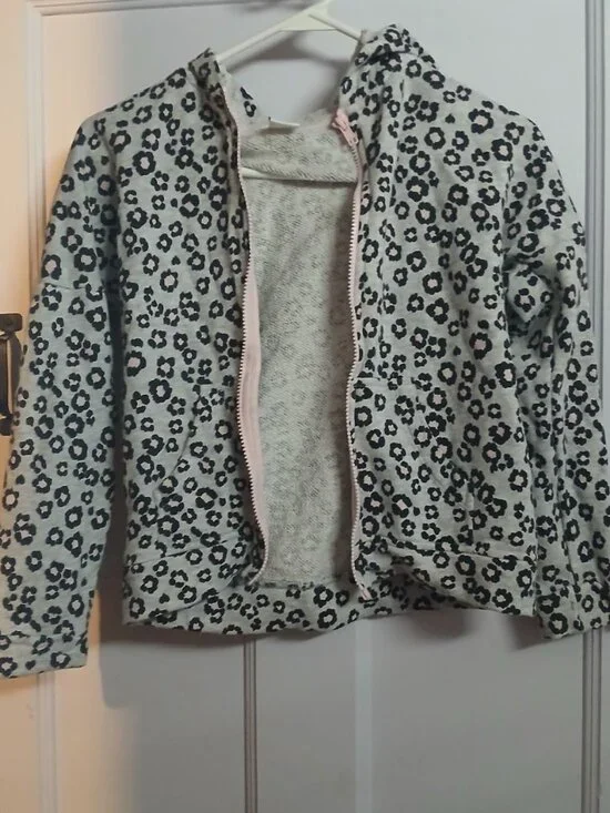Gymboree L (10-12) Girls Grey Leopard Print Jacket