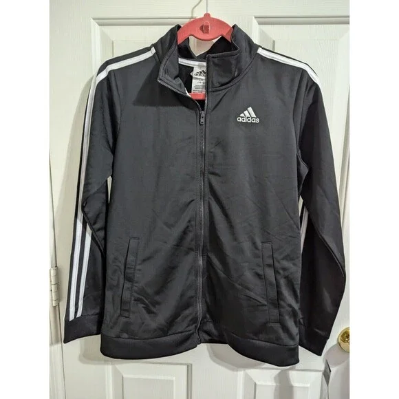 NWT Adidas Track Jacket Youth Large 14/16 Black Soccer Sports Logo