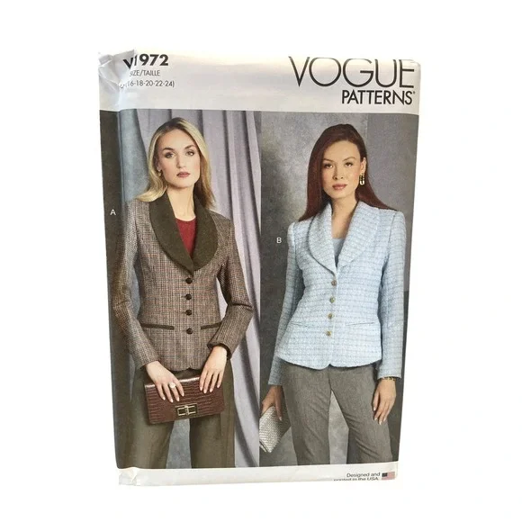 Vogue Patterns V1972 Misses' Jacket Sizes 16‎ 18 20 22 24 Contemporary