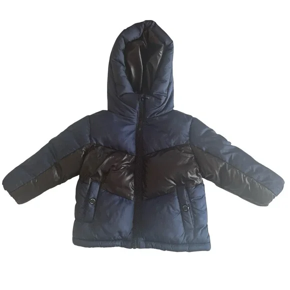Michael Kors‎ Baby Size 18 Months Puffer Jacket Boy's Navy Black Colorblock Coat