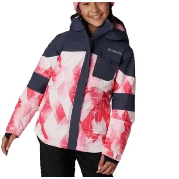 Columbia Girl's Pink Navy Mighty Mogul II Insulated‎ Winter Snow Jacket Size XL