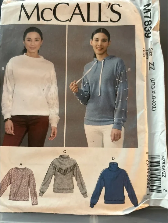 McCall's M7839 Women's Long Sleeve Sweater Sewing Pattern