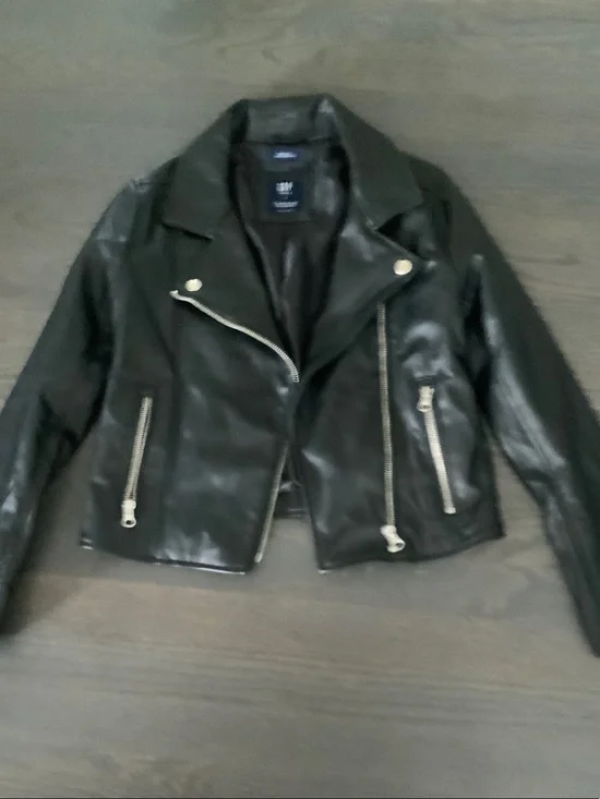 GAP Black Faux Leather Moto Jacket