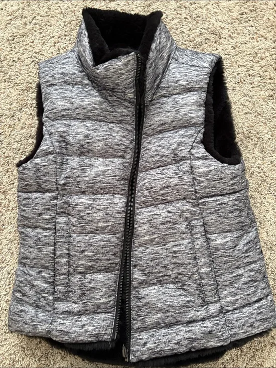 Quilted Heather Gray Puffer Vest - girls