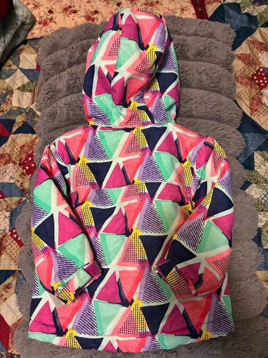 Cat & Jack Mint and Multicolor Geometric Hooded Jacket