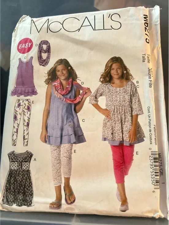 McCall's M6275 Girls' Dress and Leggings Sewing Pattern Size 6