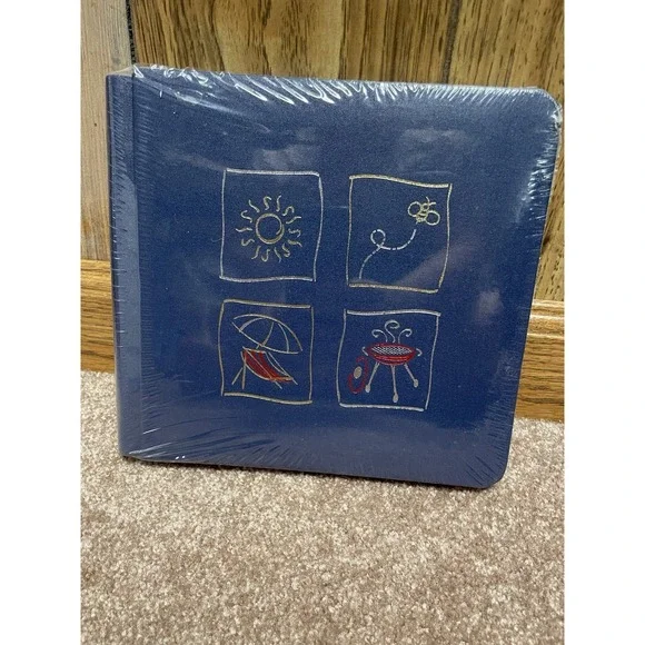 Creative Memories 7x7 Navy BBQ Summer Fun Scrapbook Album 12 White Pages NEW Vtg
