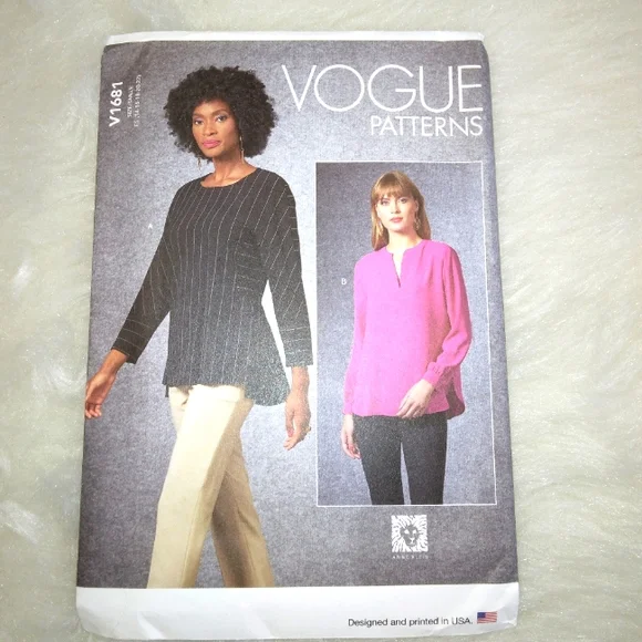 VOGUE V1681 Sz 16-22 Misses loose fitting tops in 2 styles
