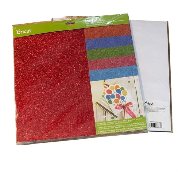 Cricut Cardstock Bundle Sampler Glitter/White Sheets 12x12 Multicolor 2018-2020