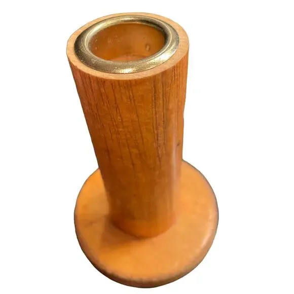 Antique Wood Spool Bobbin Candle Holder Industrial with Lock Vintage Primitive