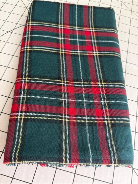 Vintage Tartan Plaid Cotton Shirting Fabric Hunter Green Red Black 1¼ Yards x 36