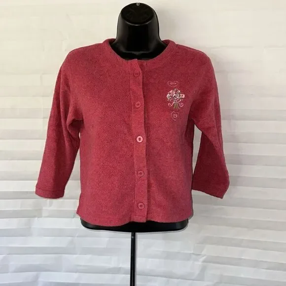 𝅺Cherokee Pink Fleece Button Down Jacket Girls's Size Small Cozy Warm