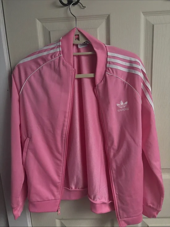 adidas Pink Trefoil Bomber Track Jacket - White Stripes