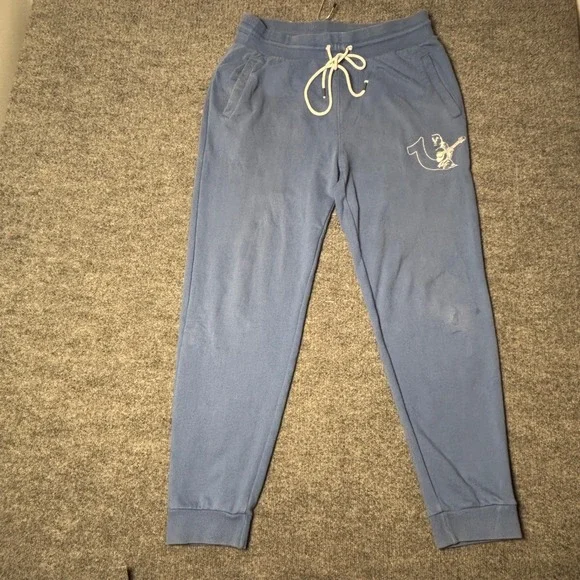True‎ Religion Sweatpants Mens Large Branded Slim Jogger Sky Blue Buddha Logo