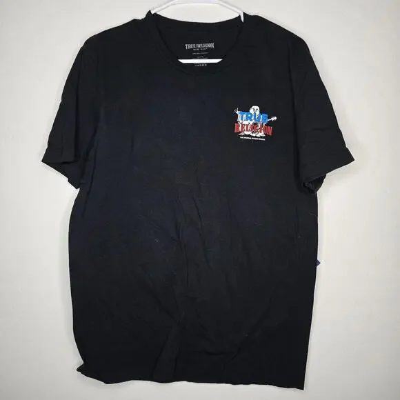 True Religion Buddha Logo Graphic T-Shirt Men's Large Black Short Sleeve Tee