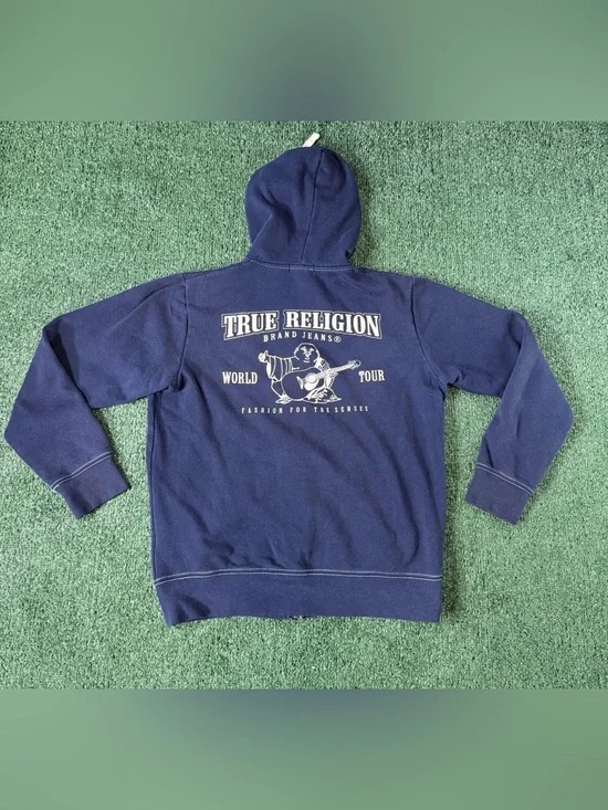 True Religion Hoodie Full zip Jacket  Size M Music World Tour Buddha Jeans