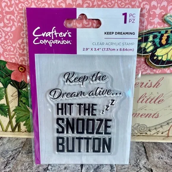 Crafter's Companion Clear Acrylic Stamp NWT Keep Dreaming 1 Piece Handmade Cards