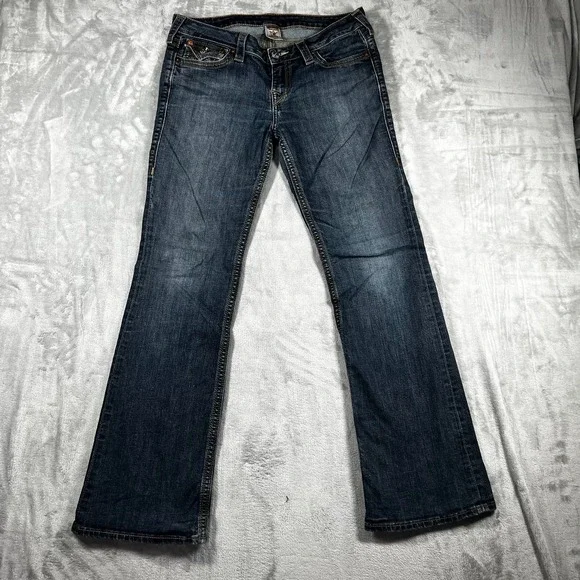 True Religion Joey Jeans Womens 32 Bootcut Flap Pocket Y2K USA Made Medium Wash