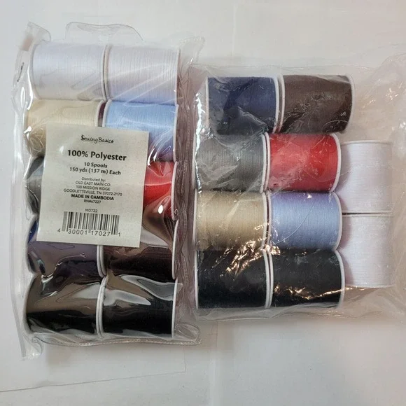 Sewing Basics Vintage Thread Spools 20 Pack 100% Polyester‎ Multi-Color 150 Yds