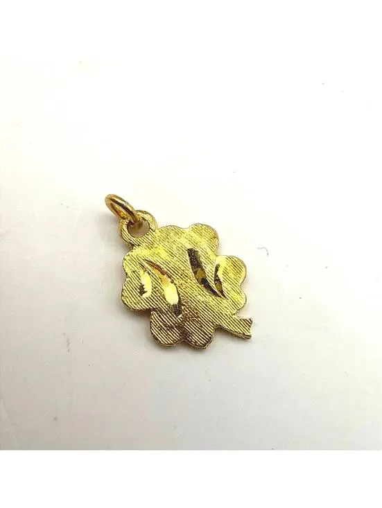 Vintage Gold Tone Leaf Charm Pendant Extra Small