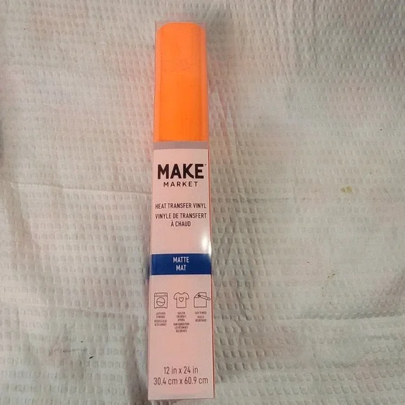 Make Market Atomic Orange Matte Heat Transfer Vinyl HTV Roll 12in x 24in NEW‎
