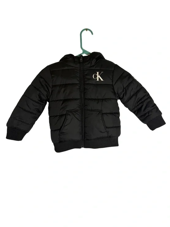 Calvin Klein Jeans Black Puffer Jacket with Red Fleece Lining Size 3T