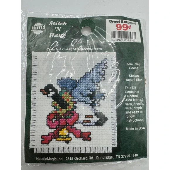 Needle‎ Magic Inc Cross Stitch Kit Goose 3in Multi Stitch N Hang Ornament 3348