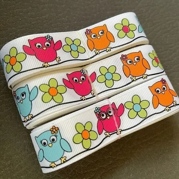 Grosgrain Ribbon 7/8” 5 yards 5/$20 NEW bow scrapbooking fall autumn owl flower