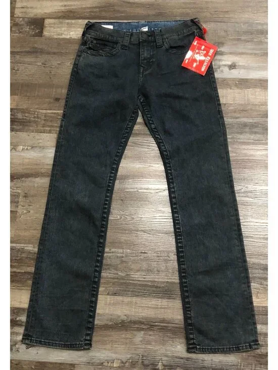 True Religion Mens 30x34 Ricky Relaxed Straight Fit Dark Wash Jeans New w $140 T
