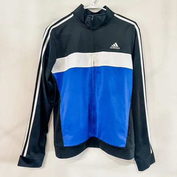 Adidas Boys XL 18/20‎ Full Zip Blue and Black Long Sleeve Track Jacket