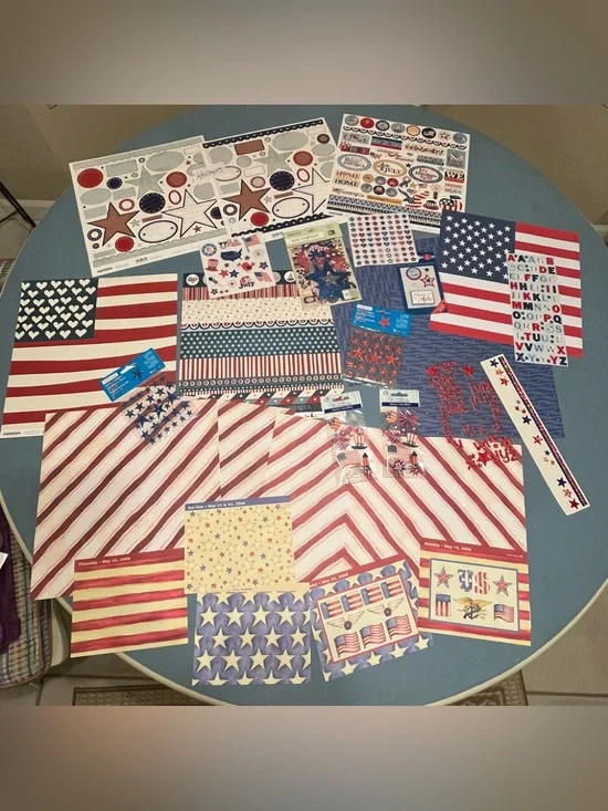Patriotic July 4th Scrapbooking Lot | Papers, Stickers, Embellishments, Alphabet