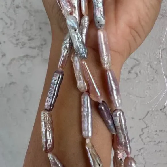 2 strands rectangular purple freshwater pearl for DIY
