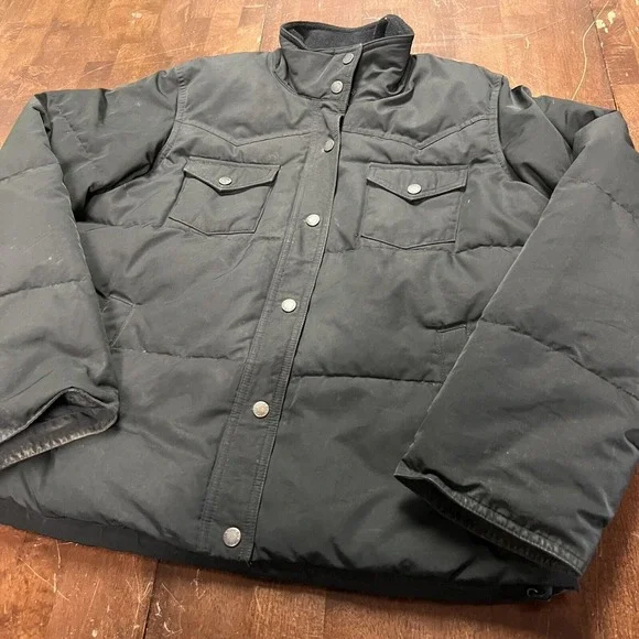 Ralph Lauren‎ Jacket Youth Large Black Down Puffer Chore Winter Coat Preppy